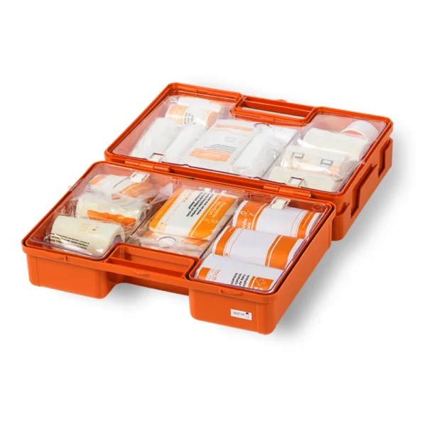 Inhoud van de uitgebreide EHBO koffer volgens Het Oranje Kruis.