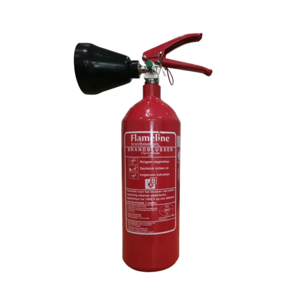Deze 2kg CO2 brandblusser is effectief tegen diverse brandklassen.